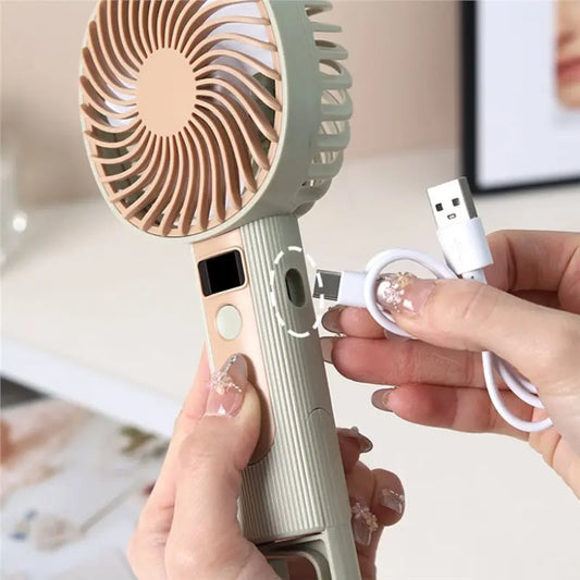 YCOC-Standing Fan Bladeless Electric Handheld Fans Portable Hand Fan USB Rechargeable Fan Fan Green