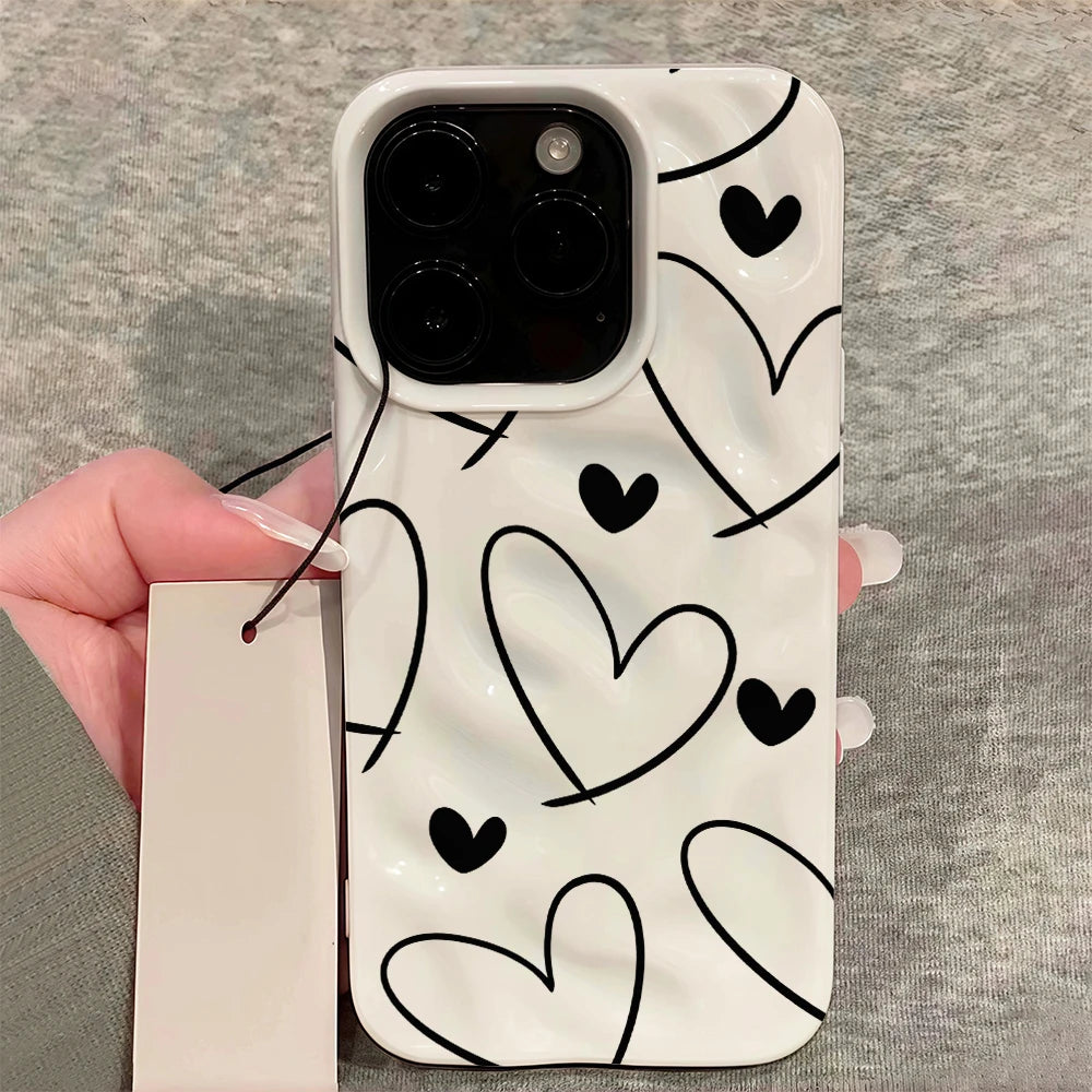 Line Love Heart TPU Candy Color Phone Case For iPhone 15 Pro Max 16 17 14 13 Pro Max 13 12 11 Plus Soft ShockProof Luxury Cover