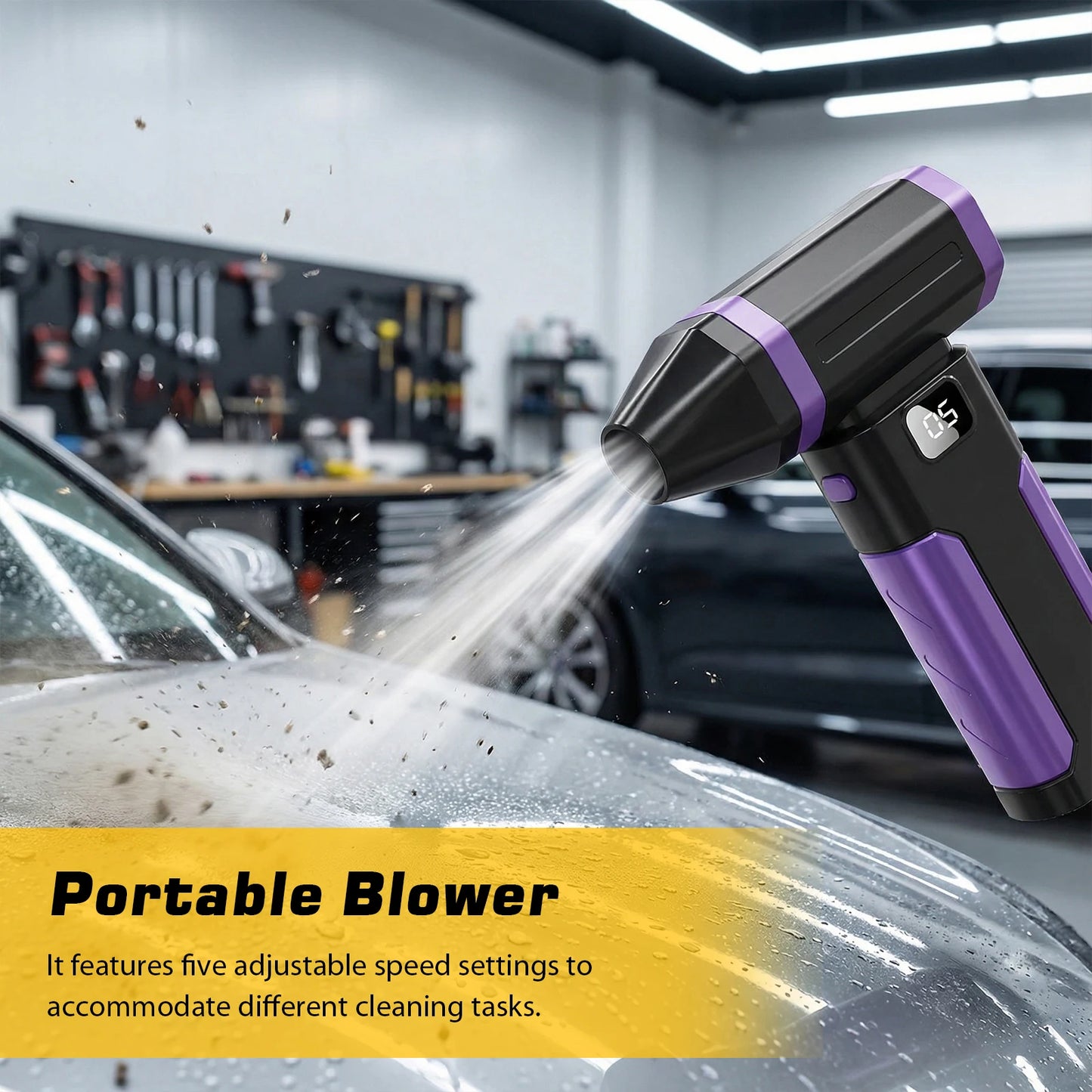  Compressed Air Duster 5-Speed Handheld Portable Dust Blower Electric Dryer Screen Display Rechargeable 100000RPM Powerful Tool
