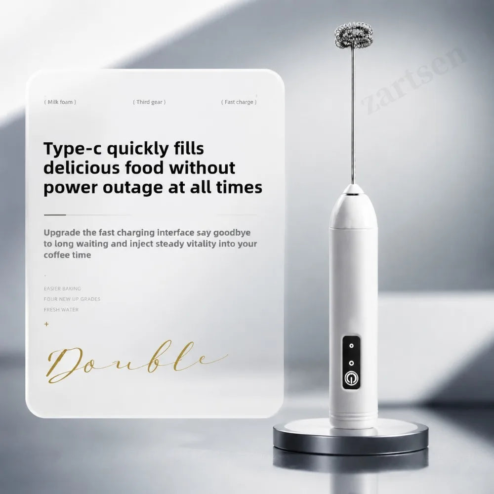 Electric Milk Frother + Egg Beater Wireless Type-C Charging 3 Speeds Mini Handheld Foam Maker Coffee Whisk Cooking Tools