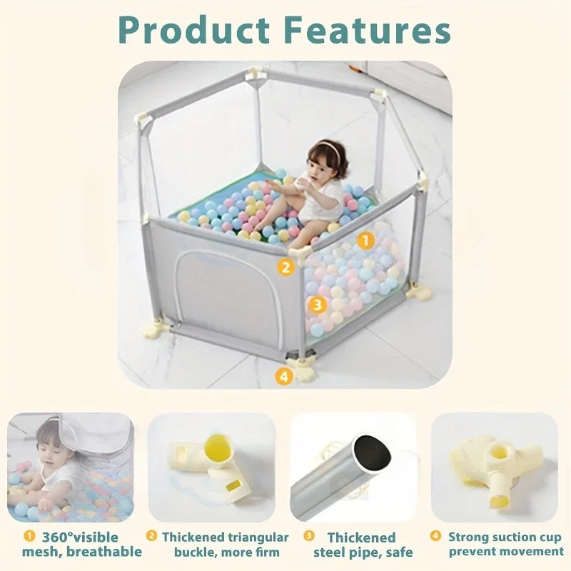 Breathable Mesh Portable Foldable Baby Playpen for Toddlers Indoor Outdoor Playground Kids Activity Center Safety Fence