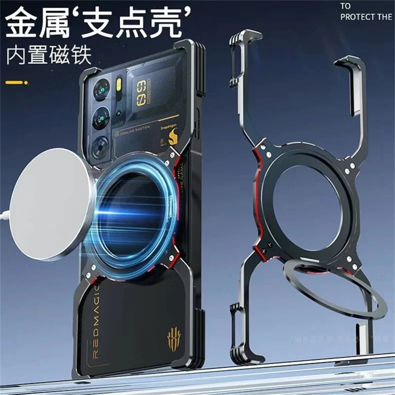Magnetic Case For Nubia Redmagic 10 Pro Plus 9S 10s Red Magic 9 Pro+ 5G Aluminium Alloy Metal Borderless Bracket Cooling Cover