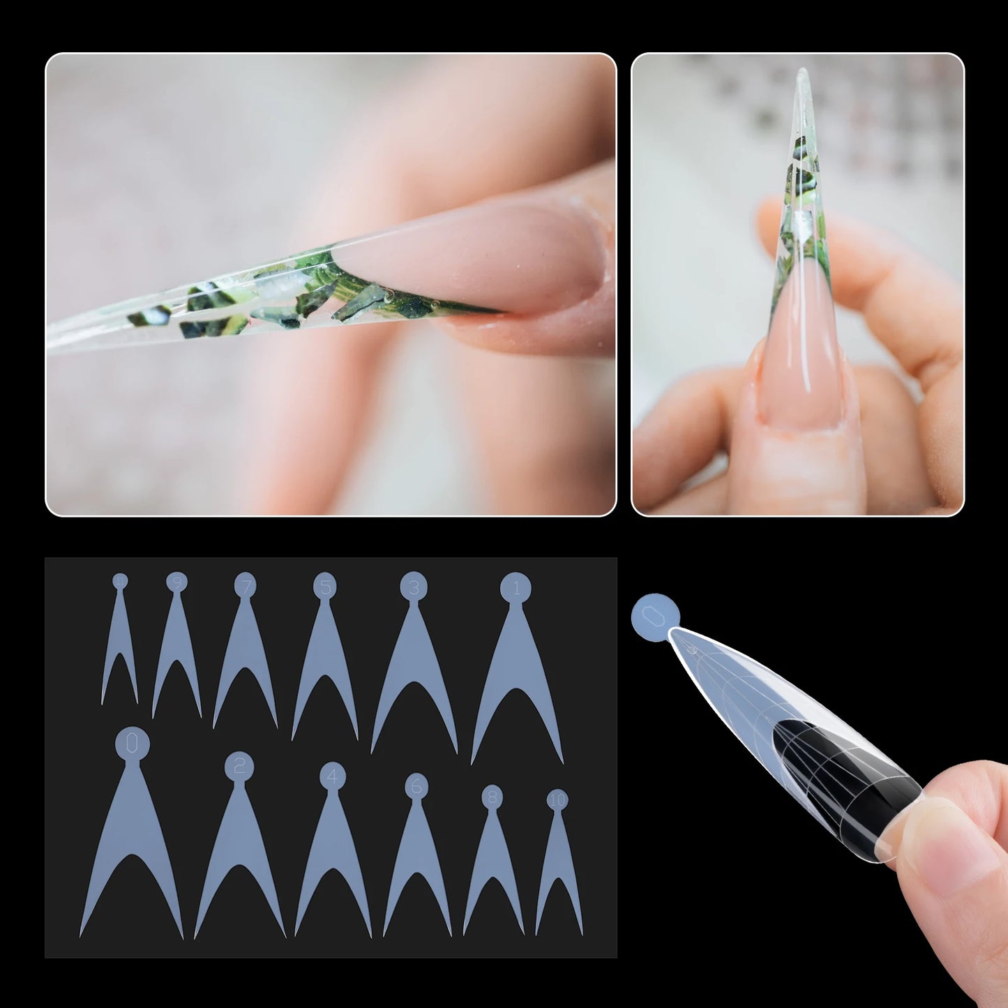 TP 24pcs French Dual Form Nail Silicone Pad for Nail Gel Polish Reusable Soft Top Mold Duet System Nail Forms Stickers Nail Tool