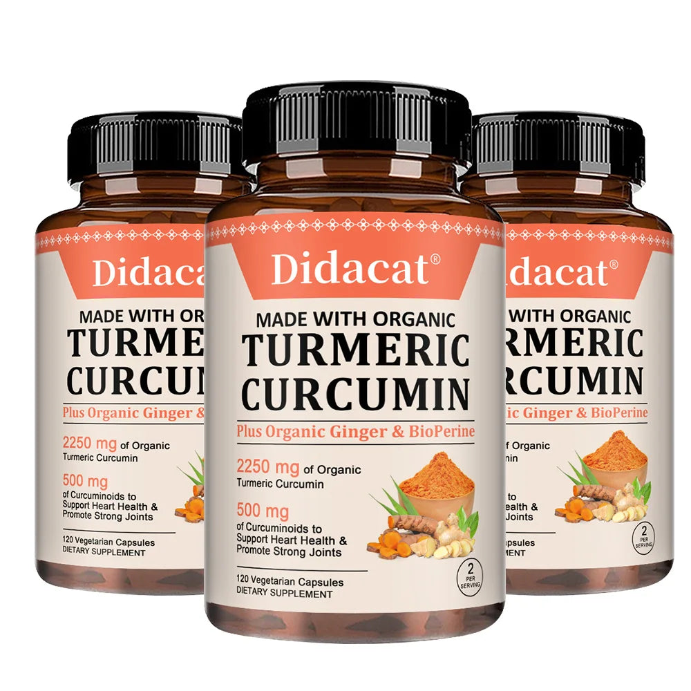 Turmeric Curcumin Capsules - with Black Pepper, Supports Joints, Digestion, Immune Health, Improves Mobility