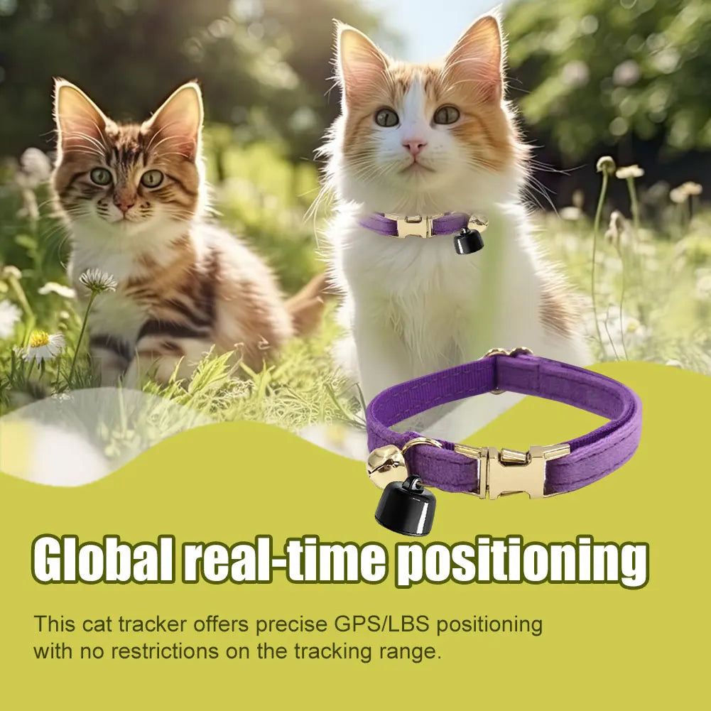 Smart Cat Collar with Bell Personalised Pet Accessories GPS Pet Locator Pet Tracking Collar Device Anti-lost for Cats Dogs