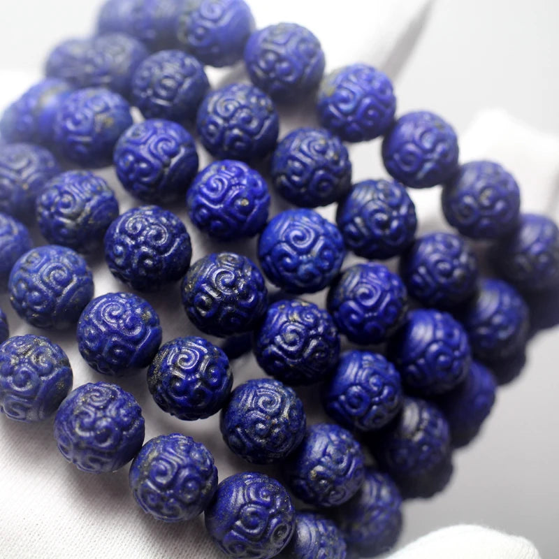 Natural Imperial Blue Lapis Lazuli Carved Loose Beads Stone Afghanistan Origin Fashion Jewelry DIY Auspicious Prestyle & Meihan