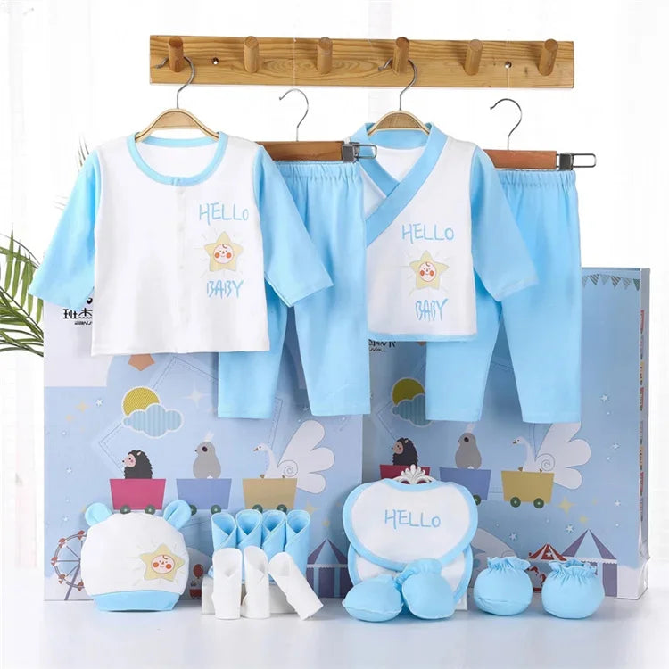 18piece/lot Newborn Baby Clothes For Girls Boys Sets New born Hat Bib 100% Cotton Infant Spring Autumn Soft Boy Clothing
