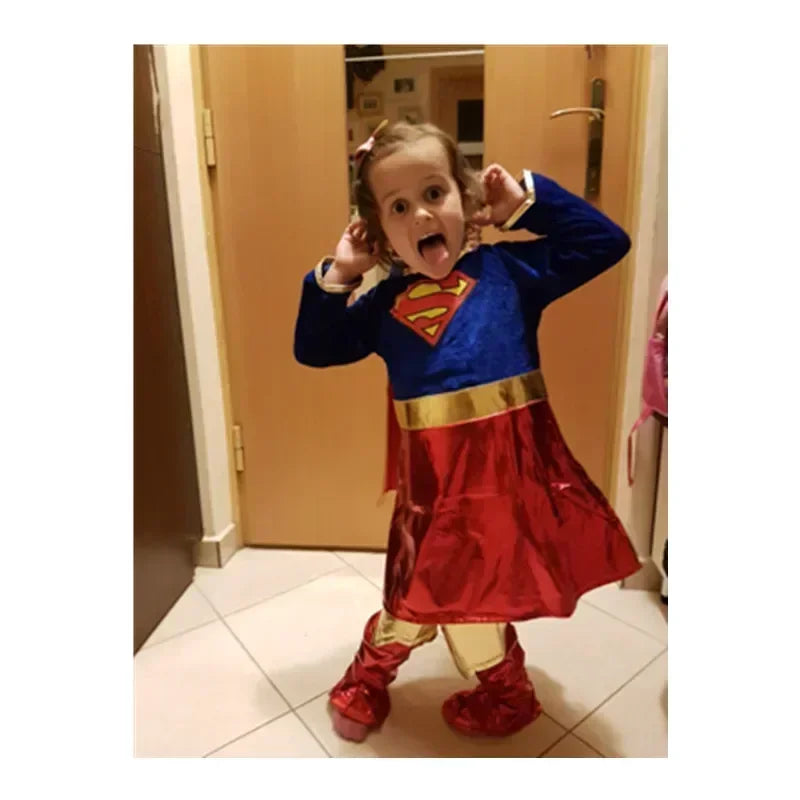 Children's Day Carnival Kids Superhero Super Girls Cosplay Costumes Cloaks Party Dress Birthday Clothes Halloween