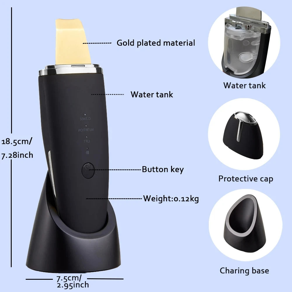 Ultrasonic Scrubber Blackhead Remover Deep Cleansing Scraper Face Exfoliator Acne Cleansing Scraper Face Lift Skincare Tools  Ve