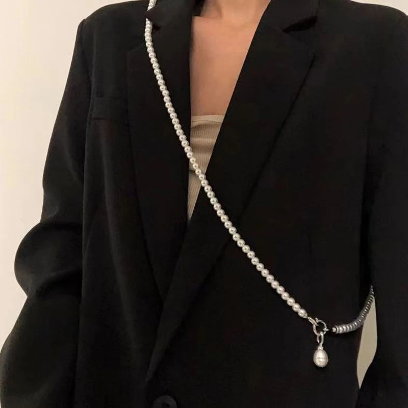 Fashion Personality Pearls Long Body Chain For Women Girls Versatile Chains Backpack Crossbody Jewelry Suit Accessories Gifts