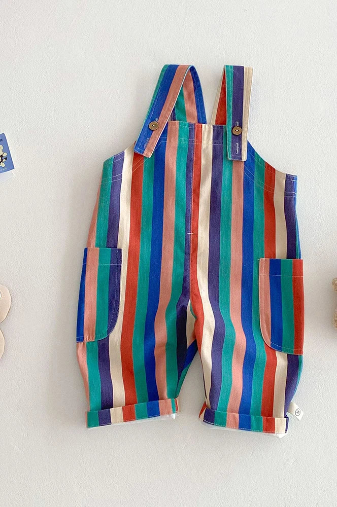 2025 New Season Colorful Striped Infant Kids' Suspender Pants Kids Overalls for Boys and Girls Bib Overalls 0 - 5 Years Old