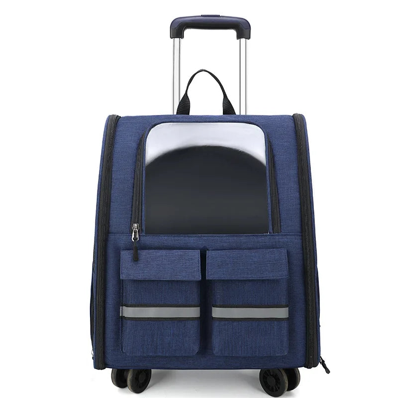 New Oxford Trolley Case Cat Carrier Backpack Travel Pet Bag with Reflective Stripe Outdoor Small Animals Rabbit Kitten Dog Bag