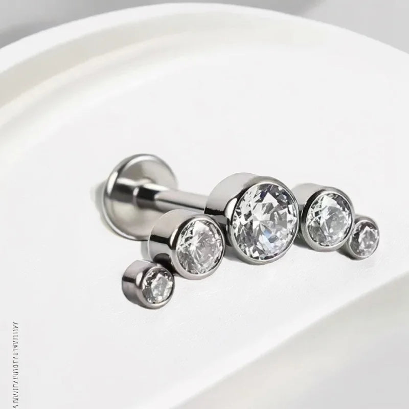 10 Pcs Titanium Earrings Tragus Cartilage CZ Helix Conch Nose Rings Flat Back Piercing Body Jewelry for Women and Men