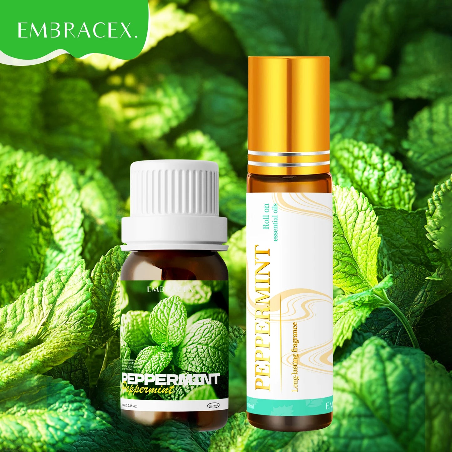 2PC/1PC 10ml Peppermint Essential Oil Roller Essential Oils Cooling Sensation for Workouts, Study Sessions & Morning Routines