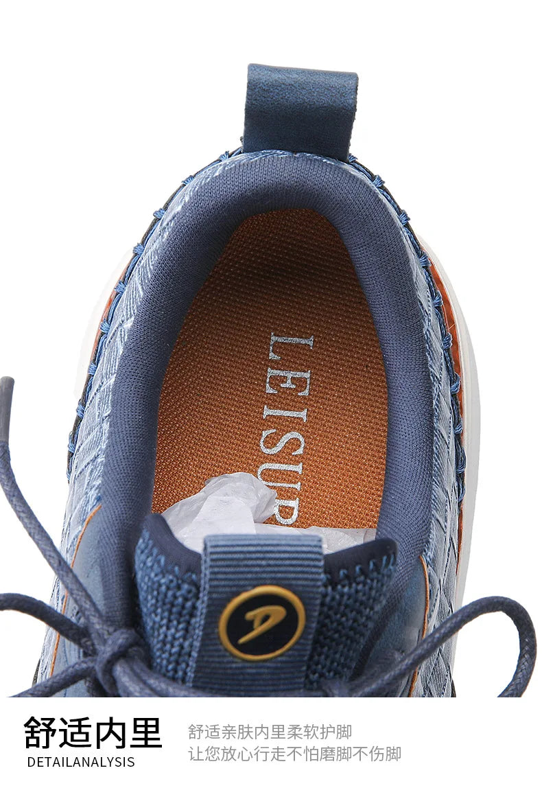 New Shoes for Men Leather Casual Shoes Fashion Breathable Brogues Sport Shoes Street Cool Chunky Sneakers