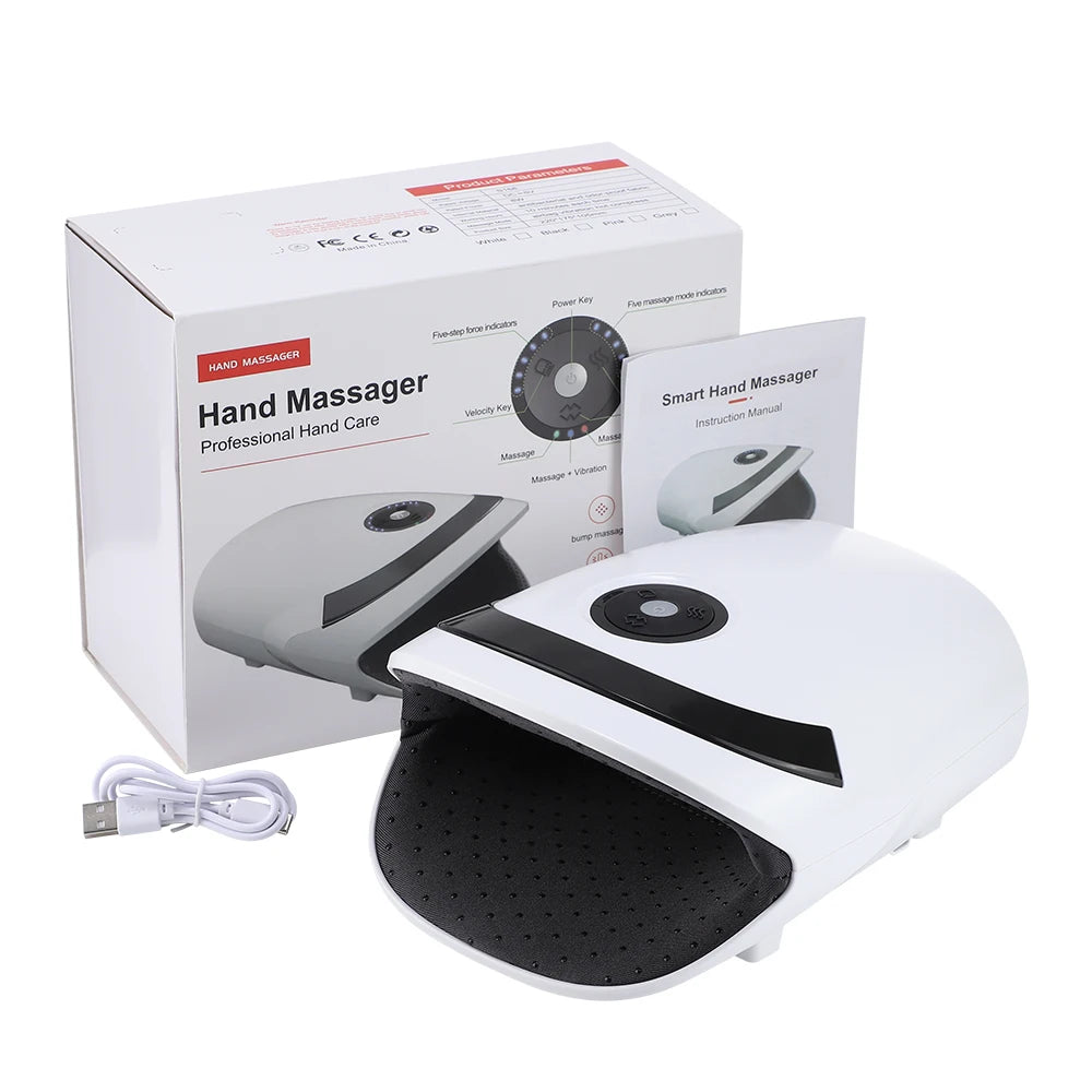 Electric Hand Massager Air Bag 3 Modes Hot Compress Kneading Hand Massage Machine Promote Finger Blood Circulation Relax Hands