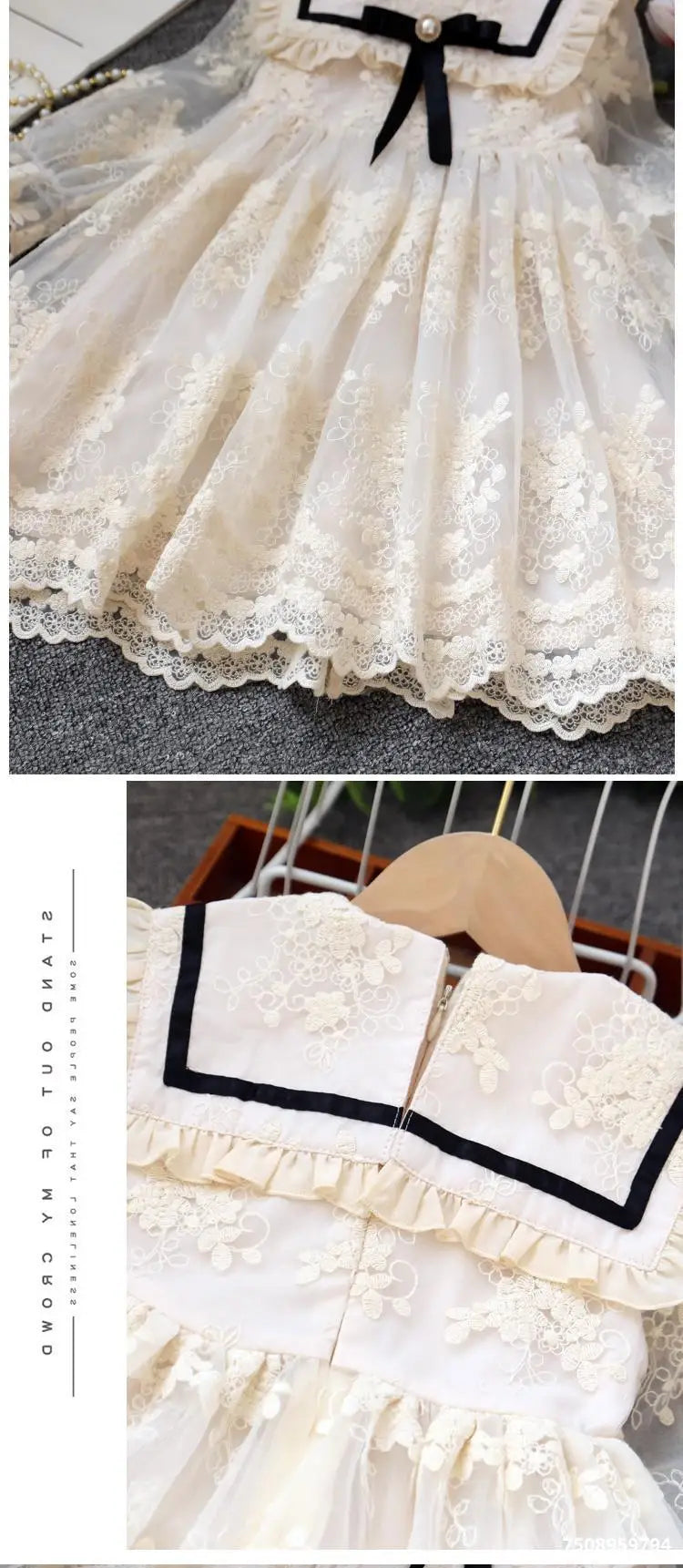2024 Girls Lace Dress New Childrens Bow Princess Dress Girl Baby Dress Kids Sweet Designable Cute Dresses for Girls