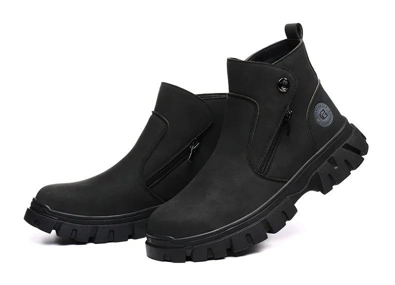 Steel Toe Work Boots side zipper anti-slip work shoes  Anti-Smash Anti Puncture industrial construction waterproof safety shoes