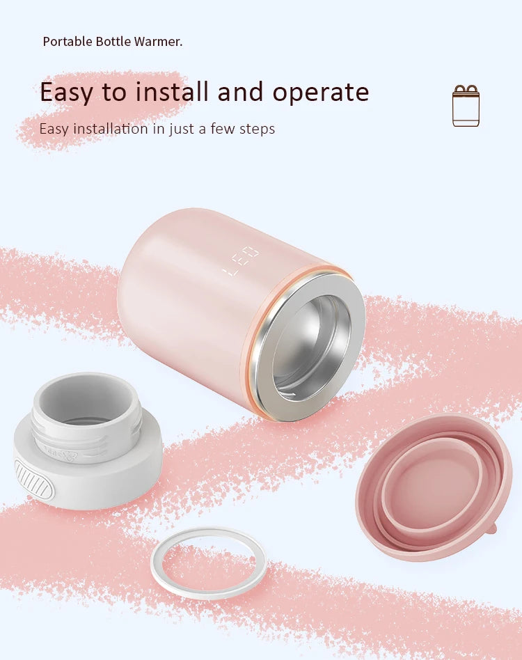 XIMYRA N1S Portable Baby Bottle Warmer, Fast Heating Travel Milk Warmer, 8800mAh Breastmilk  Warmer On The Go with 3 Adapters