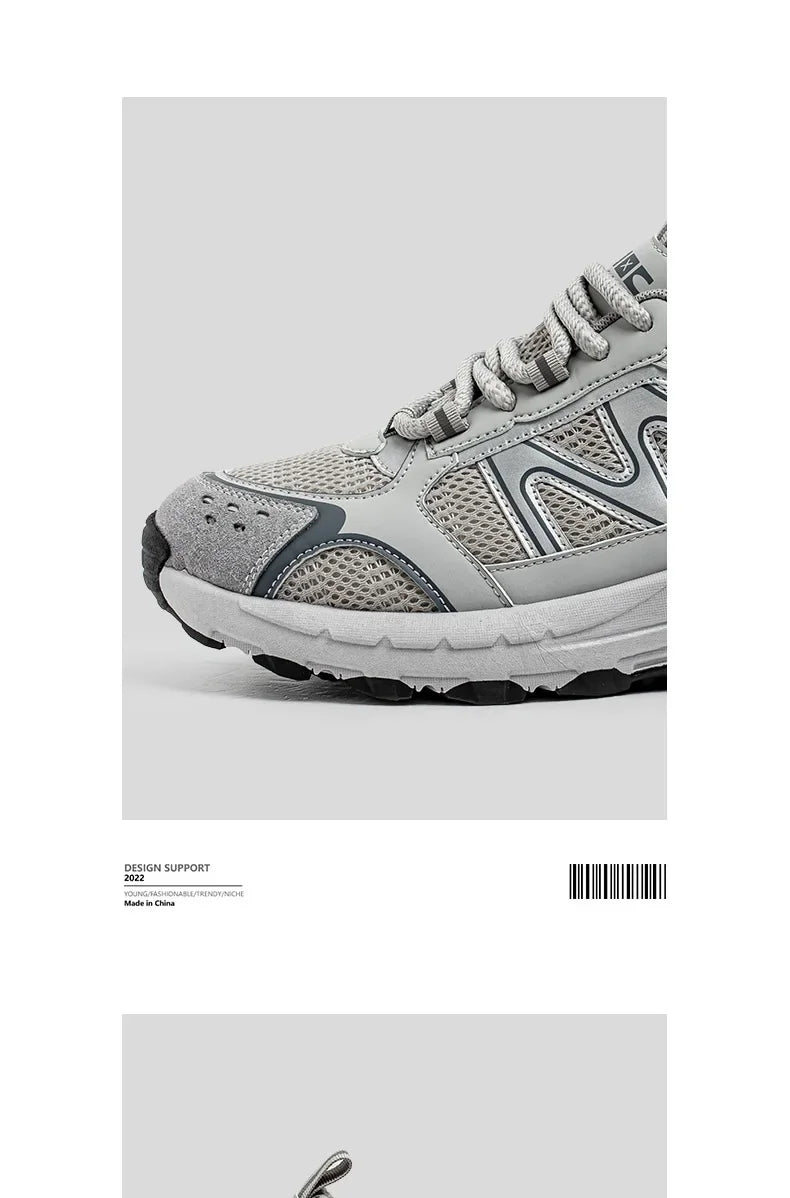 Breathable Outdoor Men's Sport Shoes Summer Trend Dad Sneakers Student Casual Rubber Sole EVA Insole Cotton Lined Net Mesh