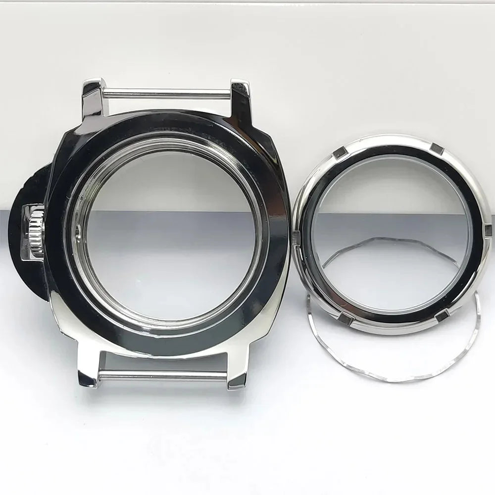 For Panerai Style 40mm Stainless Steel Watch Case with Crown Guard Bridge, Fit NH35 NH36 Movement, Watch Mod Parts