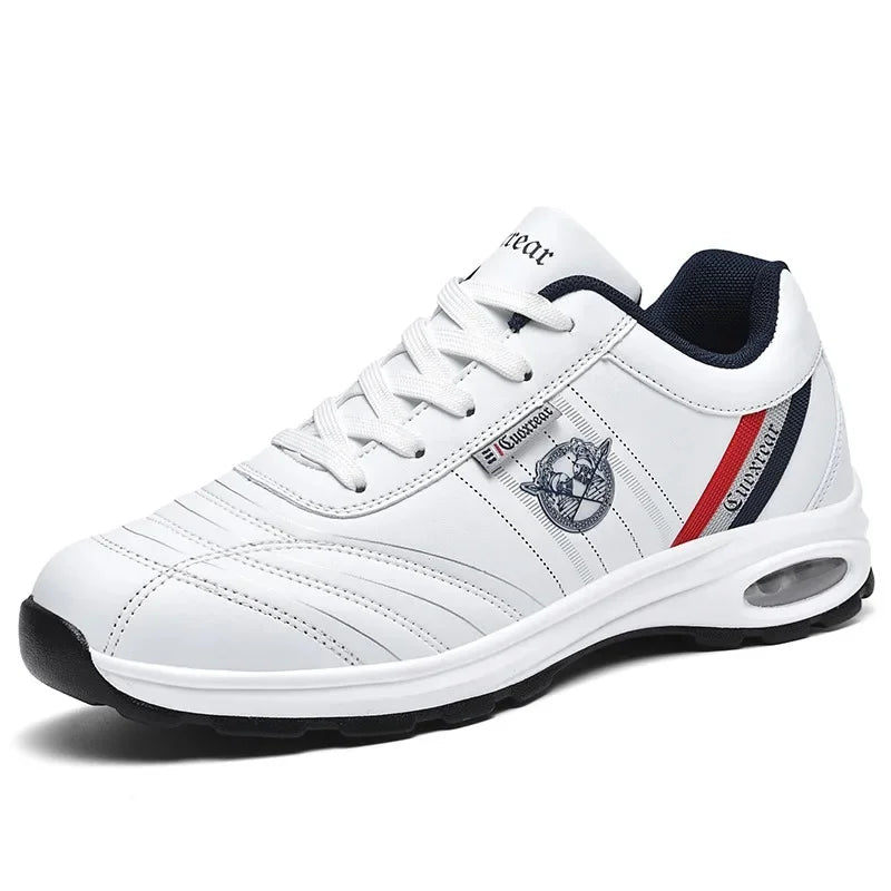 Men's Spring Autumn Casual Breathable Sport Shoes Shock Absorption Comfortable Leather Sneakers Korean Style Ankle High Mesh Lin