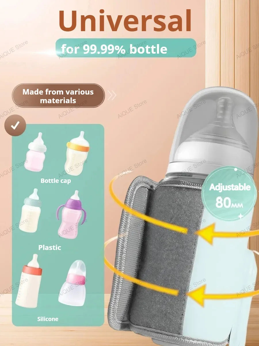 AiQUE USB 35-55℃ Baby Feeding Bottle Warmer Smart Temperature Control  Screen Newborn Baby Bottle Warmer Night Light