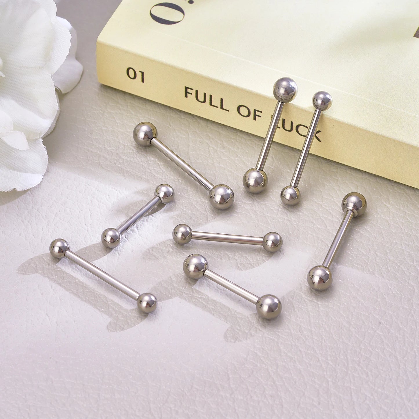 1/5/10pcs Titanium Tongue Ring Piercings External Threaded Industrial Barbell Tongue Bar Tragus Helix Ear Piercing Body Jewelry