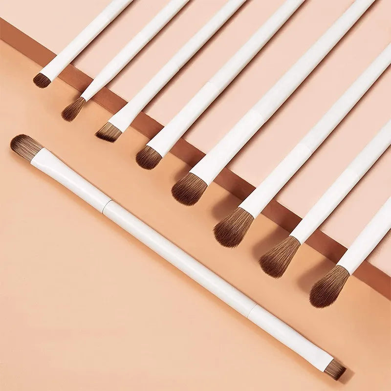 14Pcs Makeup Brush Set White Wooden Handle Synthetic Foundation Brush Powder Contour Eyeshadow Liner Blending Highlight