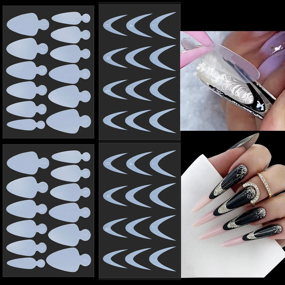 48Pcs French Silicone Pads for Dual Nail Forms False Tips Quick Building French Nails Mold Soft Silicone Pads Manicure Tools
