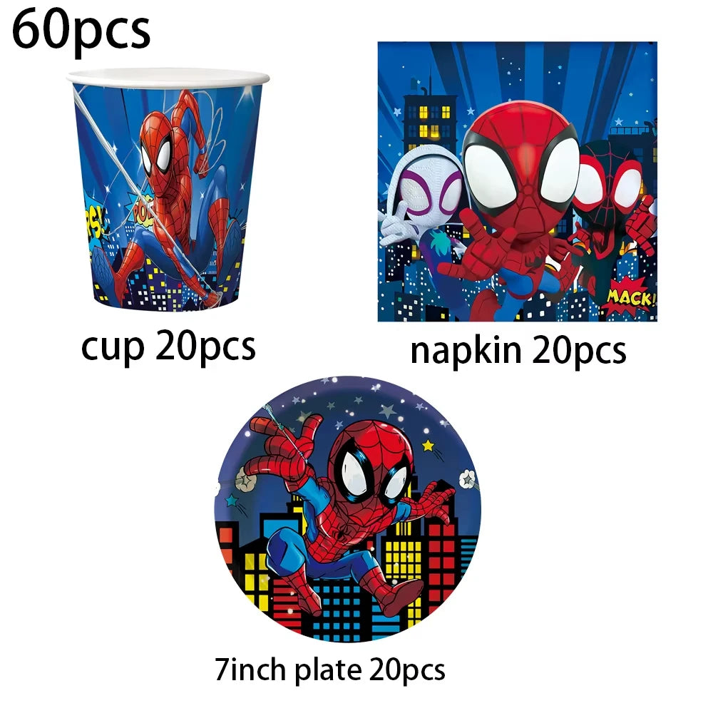 SpiderMan Birthday Party Decoration Party Supplies Set Tableware Tablecloth Cup Plate Balloon Cake Topper Party Supplies Gifts