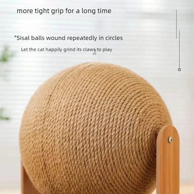 2 In 1. Cat Scratching Ball Wooden Cat Scratcher. Natural Sisal Scratch Board Scratching Column, Wear-Resistant Paw Wood Scraper