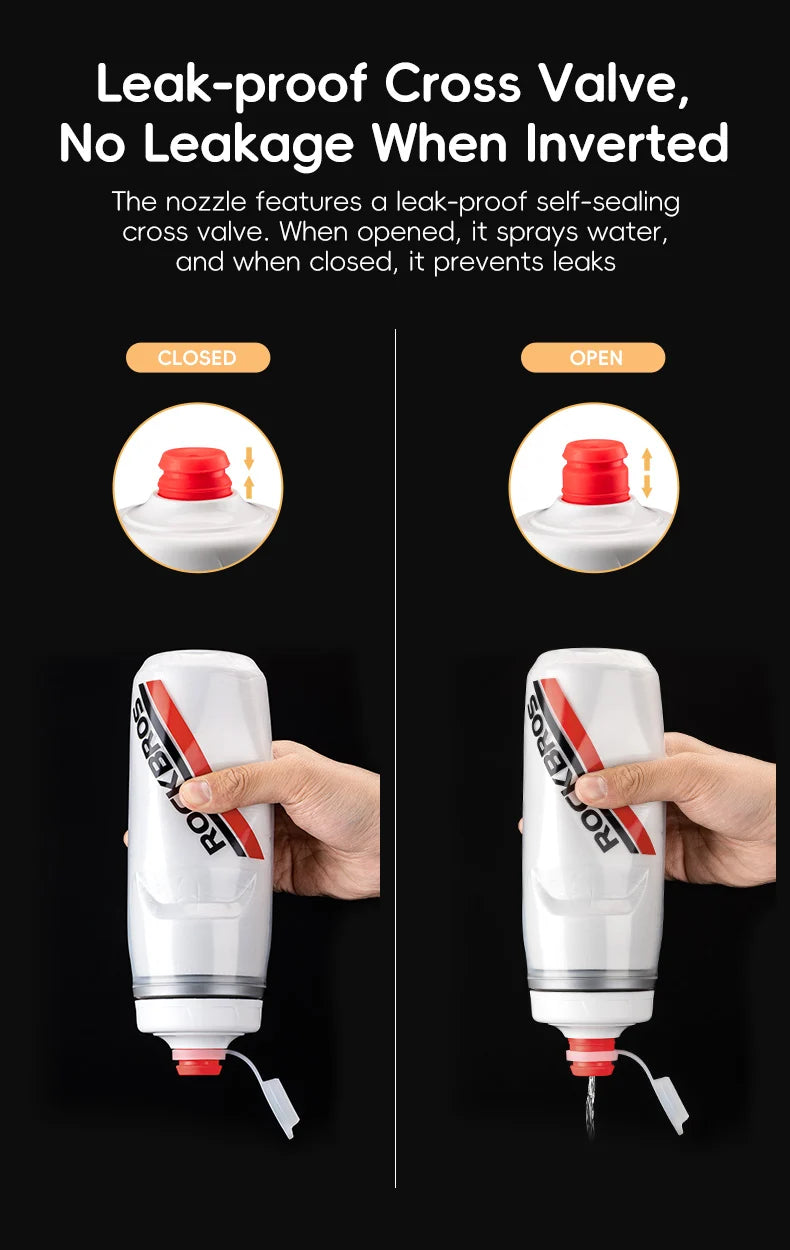 ROCKBROS 620ml Cycling Water Bottle Cold Water Insulated Thermal Silicone Bottle Outdoor Sports MTB Road Bike Bicycle Bottle