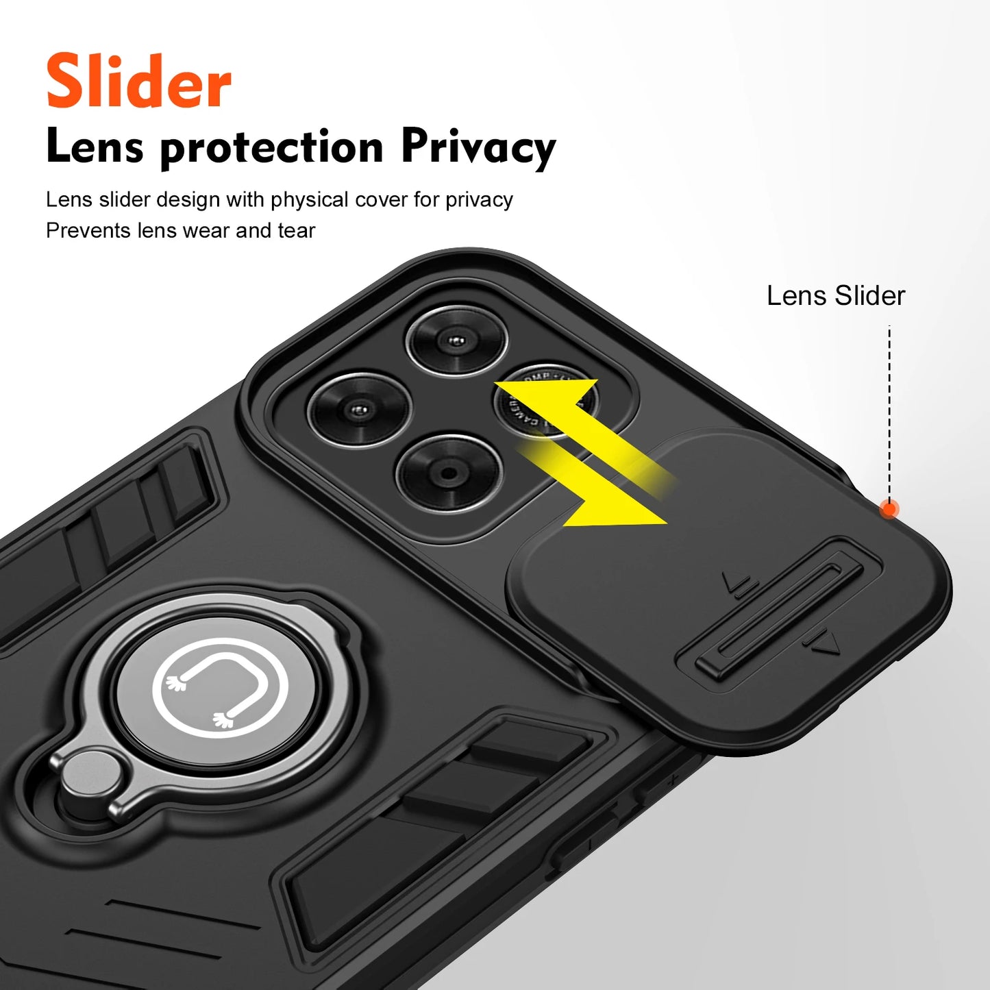 Sliding Window Metal Finger Holder Case for Motorola Moto G67 G77 G86 G56 G17 Power Shockproof Armour Camera Protection Cover