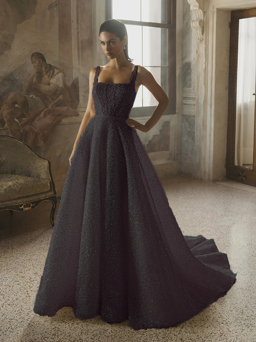 Customized Glitter Bling Bling Wedding Dress Spaghetti Straps Sequins Bridal Gown Sexy Sparkling Party Dress