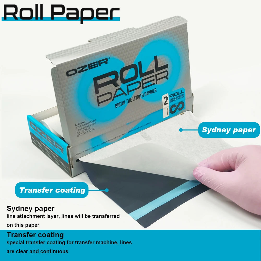 OZER Tattoo Transfer Paper Rolling Paper Thermal Copier Template Paper for Thermal Printer Tattoo Paper for Tattoo Supplies
