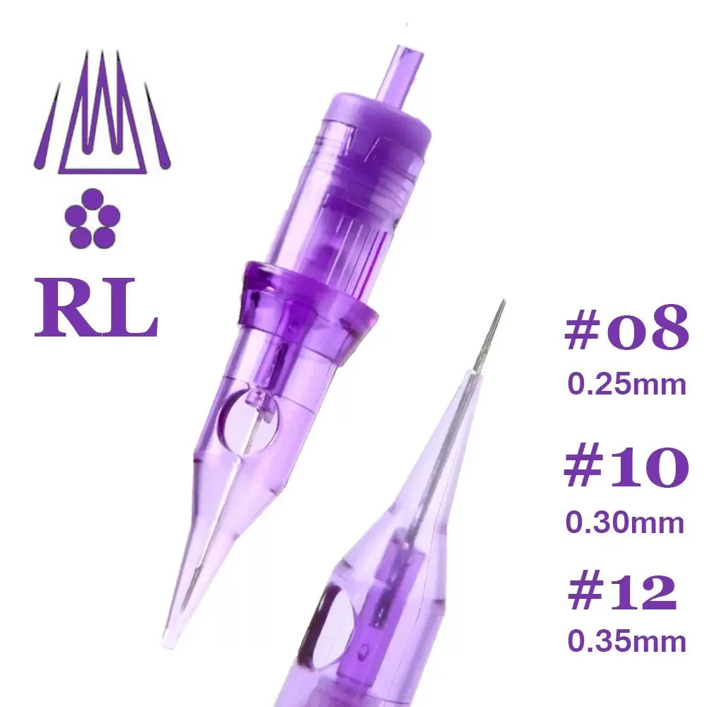 10Pcs 1/3RL PMU Tattoo Cartridge Needle Round Liner Disposable Sterilized Safety Needle 0.18/0.25mm For Permanent Makeup Eyebrow