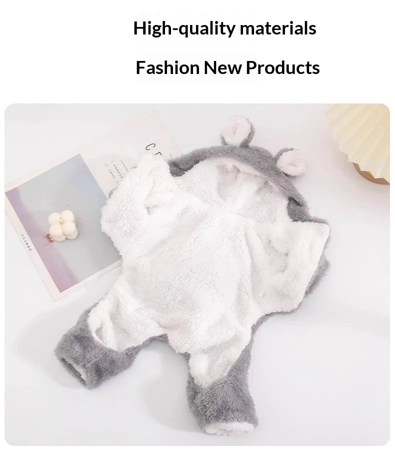 Dog Clothes Winter Autumn Warm Four Legged Fleece Lined Thickened Outfits for Cats Golden Gradient Ragdoll Small To Medium Dogs