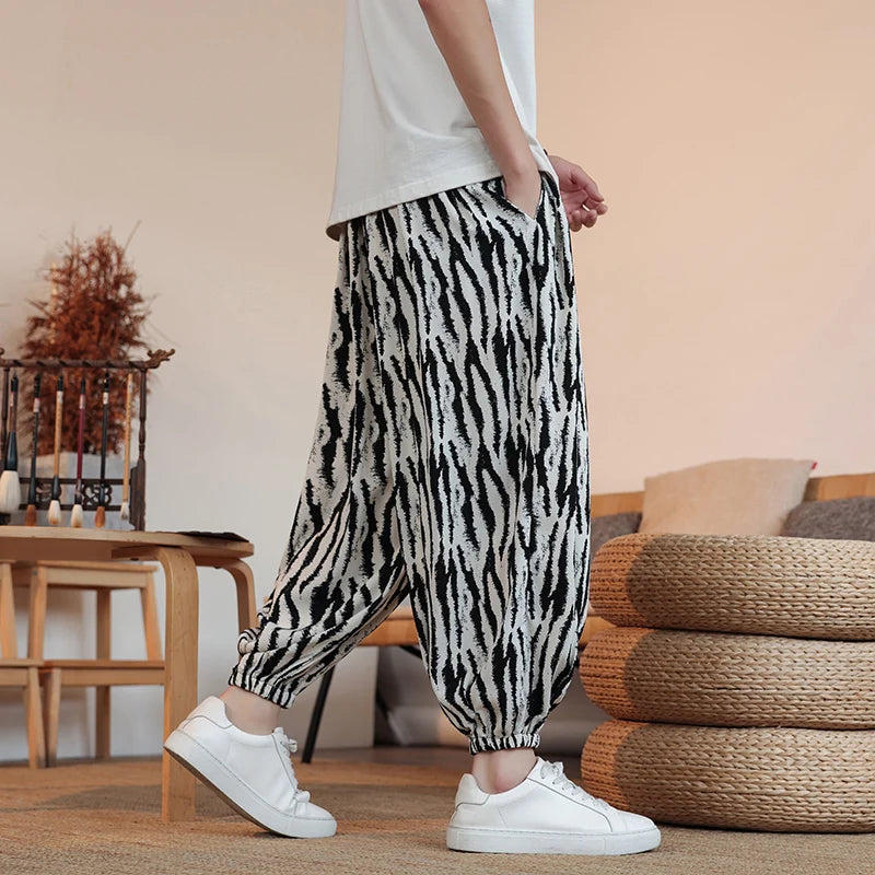 Summer Men Wide-leg Pants Male Retro Harem Pants Mens Hiphop Streetwear Harajuku Style Casual Pants Women Jogging Trousers