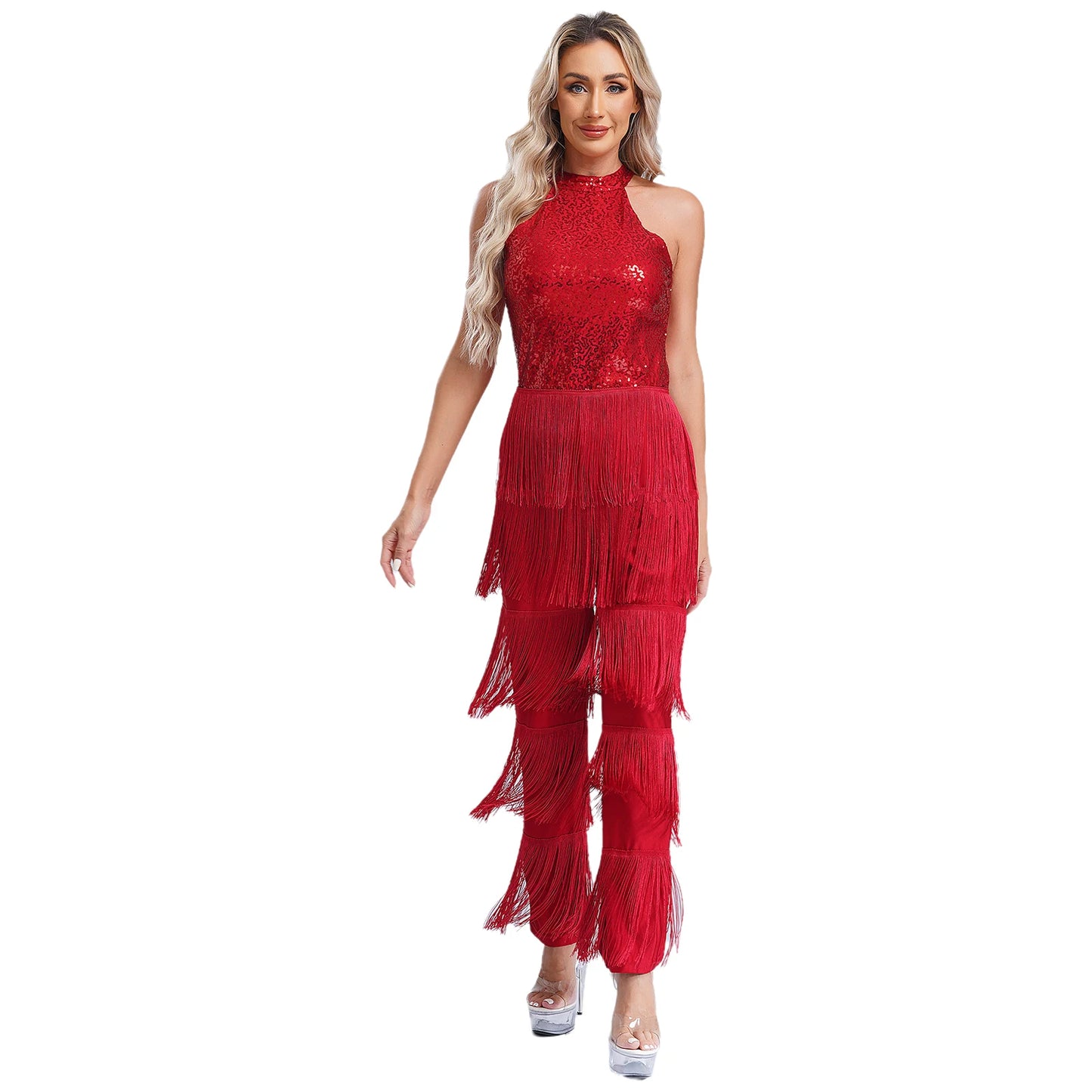 Halloween Hippie Costume womne Vintage 70s Disco Stage Performance Dancing Jumpsuit Singer Sequins Tassel Tango Cha-cha Costumes