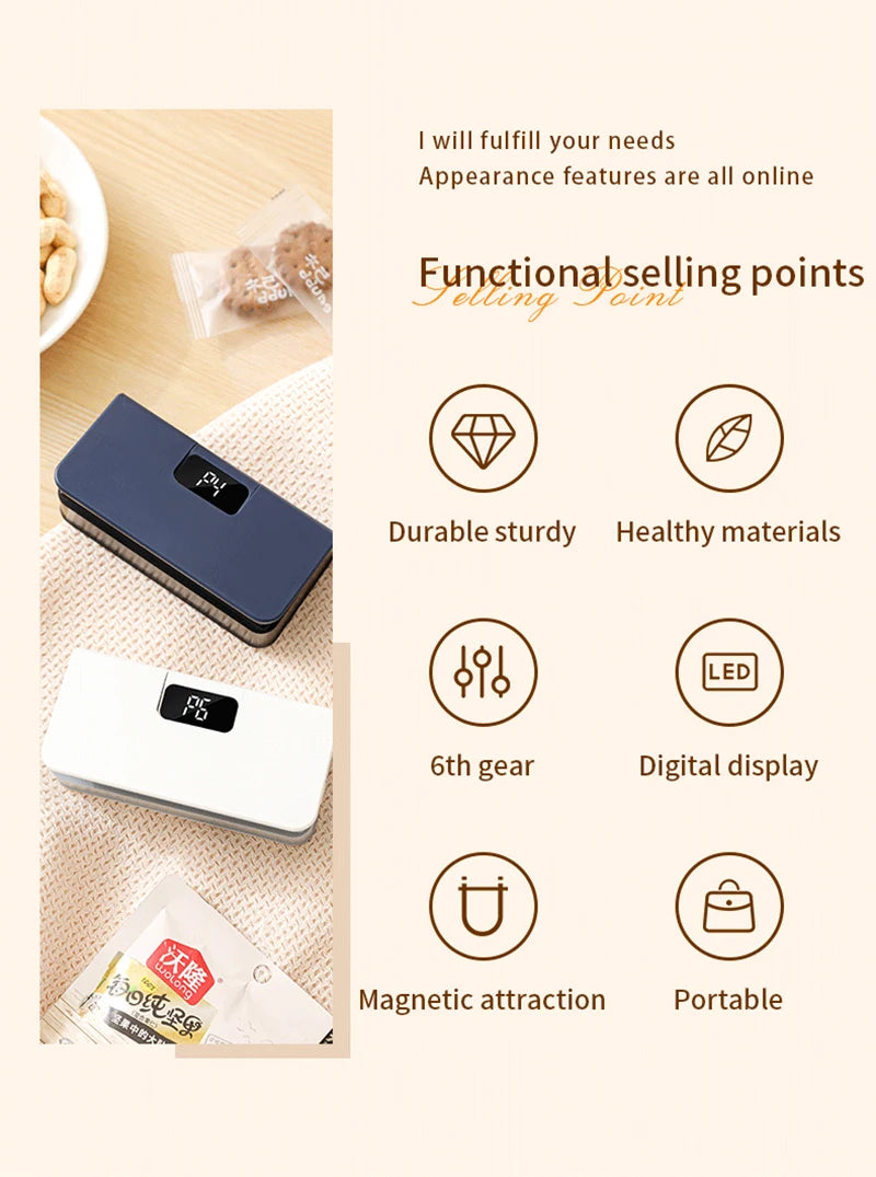 Mini Heat Sealer Plastic Bag Heat Sealing Machine Rechargable Plastic Storage Package Sealer Handheld Clip Bag Food Heat Sealer