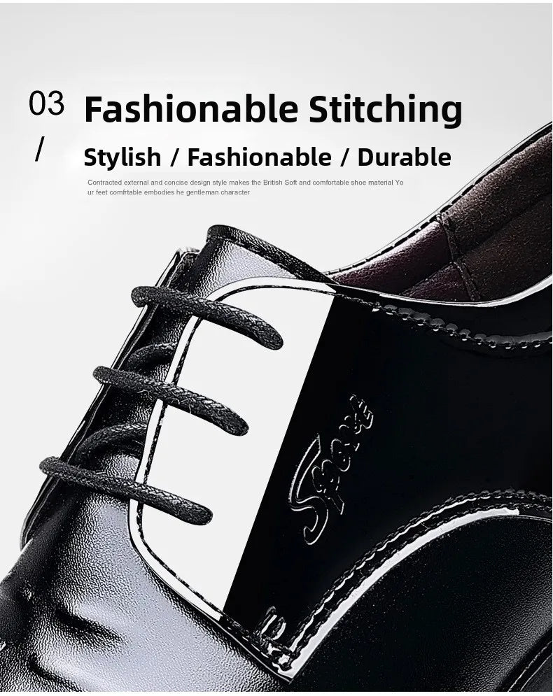 Glossy Leather Men's Shoes Casual Wedding High-Heeled Pointed-Toe Business Style British Leisure Men's Footwear