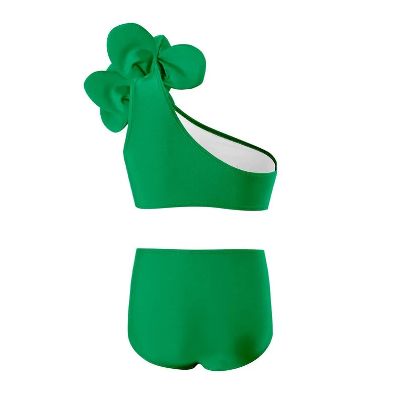 Baby Bikini Girls Sleeveless Swimsuit Set Cute Flowers Fashion Swimwear Summer New Children Beach Sunny Beachwear Suit 3-12 Year