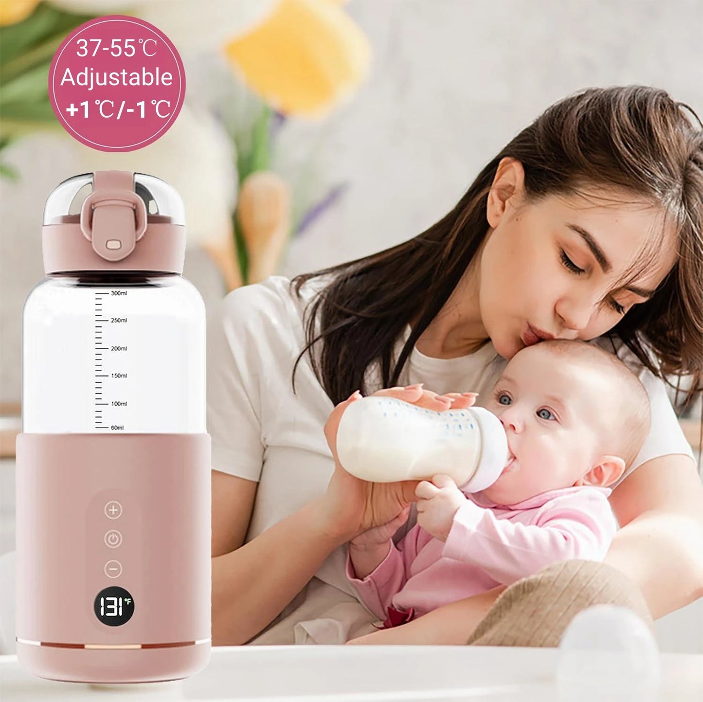 Portable Bottle Warmers For Baby Milk USB Rechargeable 37-55℃ Temperature Control Wireless Electric Baby Bottle Heater On-the-go