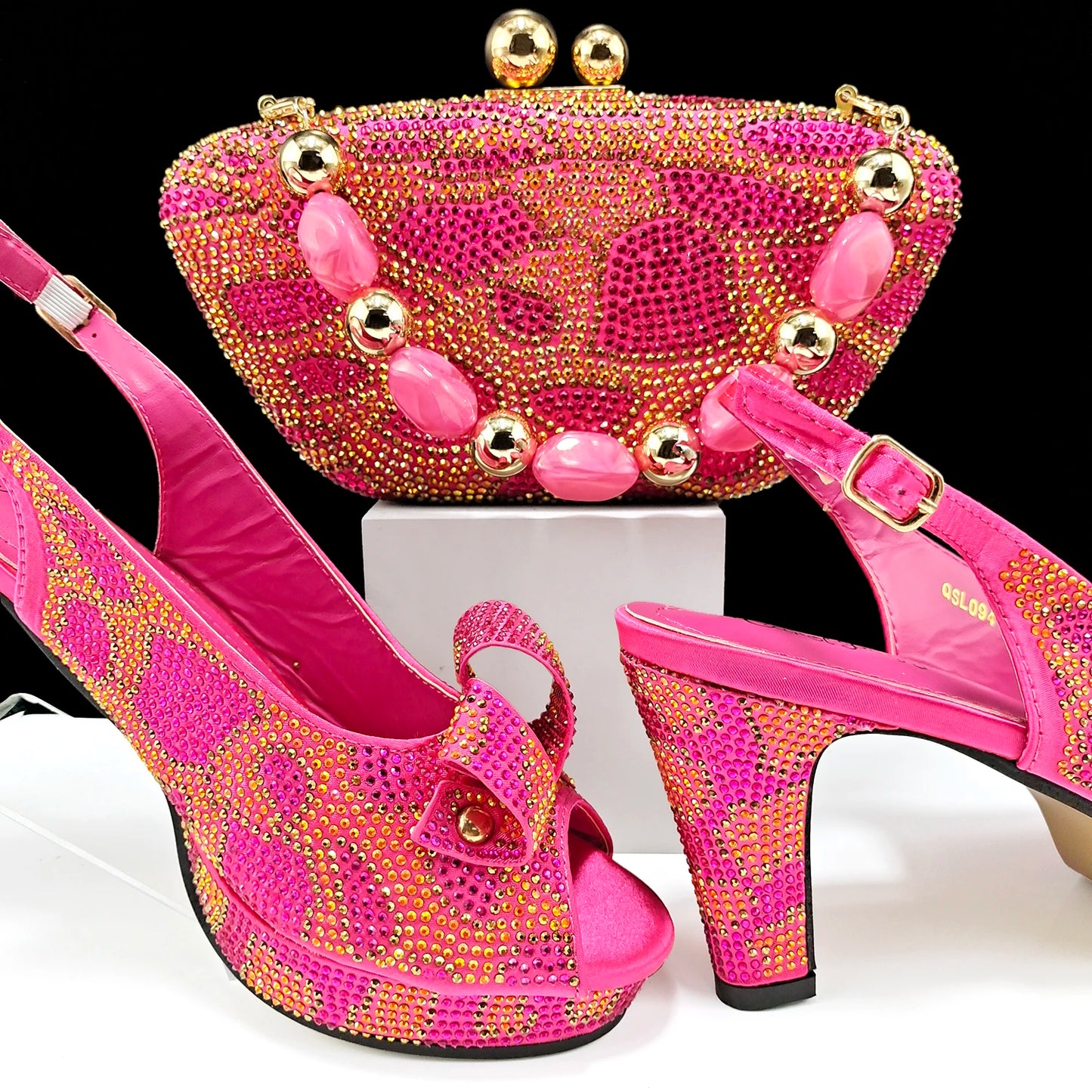 New Arrival Sky Blue Color Platform Design Party Wedding High Heel Peep Toe Lady Shoes and Bag Set and A Pair of Shoes