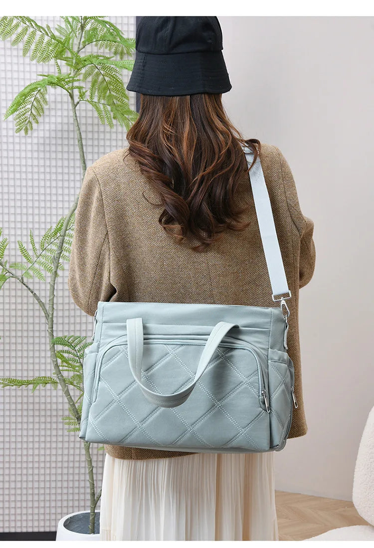 Personalized Name Simple Mommy Bag Large Capacity Solid Color Single Shoulder Crossbody Bag Baby Diaper Storage Bags