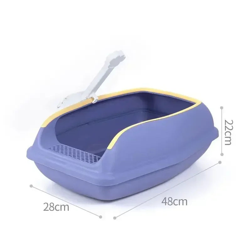 Semi Closed Plastic Sand Box Large Capacity Cat Litter Box For Cats Pet Toilet Anti Splash Cat Tray Cleaning Bath Basin Supplies