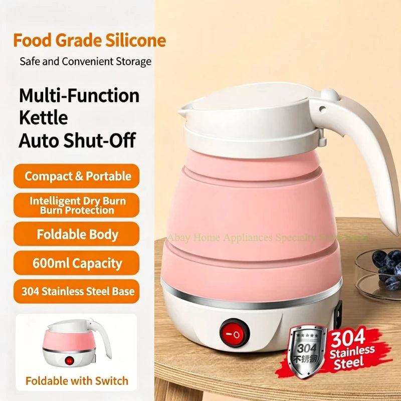 Baby Food Grade Silicone Portable Electric Kettle Folding Kettle Automatic Power-Off Electric Automatic Kettle  for Home Trip