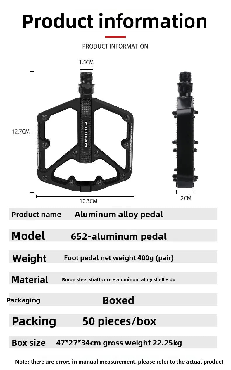 Mountain Road Bicycle Pedal Aluminum Alloy Pedal Double DU Pedal Anti-slip Widened Nail Pedal Bicycle Accessories Mtb Pedals