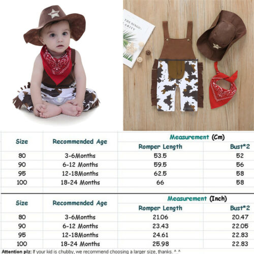 Baby 3PCS Romper Set Camouflage Printed Sling Side Tassel Romper Big Cowboys Wide Brim Star Hat Triangle Printed Scarf